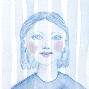 Postkarte "Frau in blau"